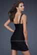 Picture of: Fully Pleated One Shoulder Short Dress with Gold Accents in Black, Style: 16910, Back Picture