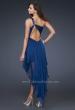 Picture of: High Low Style Prom Dress with Gem Flower Design in Navy, Style: 16924, Back Picture