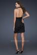 Picture of: Halter Top Cocktail Dress with Sequin Fabric and Pleats in Black, Style: 16933, Back Picture