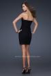 Picture of: Black Strapless Short Dress with Beaded Flower Design in Black, Style: 16944, Back Picture