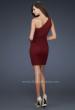 Picture of: One Shoulder Strap Cocktail Dress with Pleated Detail in Red, Style: 16950, Back Picture