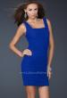 Picture of: Pleated Net Cocktail Dress with Square Neckline in Blue, Style: 16951, Main Picture