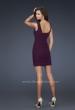 Picture of: Pleated Net Cocktail Dress with Square Neckline in Plum, Style: 16951, Back Picture