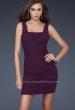Picture of: Pleated Net Cocktail Dress with Square Neckline in Plum, Style: 16951, Detail Picture 1