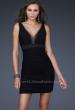 Picture of: Jersey Cocktail Dress with V Neck and Jeweled Back in Black, Style: 16952, Main Picture