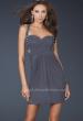 Picture of: Short Cocktail Dress with Beaded Straps and Gathering in Gray, Style: 16954, Main Picture