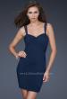 Picture of: Gathered Net Short Dress with Beaded Straps in Navy, Style: 16966, Detail Picture 1