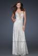 Picture of: Strapless Floor Length Gown with Beaded Detail in White, Style: 16969, Main Picture