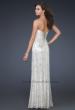 Picture of: Strapless Floor Length Gown with Beaded Detail in White, Style: 16969, Back Picture