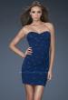 Picture of: Strapless Sweetheart Short Dress with Embellishments in Navy, Style: 16989, Main Picture