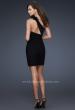 Picture of: Net Black Short Dress with One Shoulder Flower Detail in Black, Style: 16993, Back Picture
