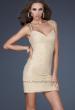 Picture of: Spaghetti Strap Cocktail Dress with Metallic Net Detail in Nude, Style: 16994, Main Picture
