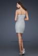 Picture of: Spaghetti Strap Cocktail Dress with Metallic Net Detail in Silver, Style: 16994, Back Picture
