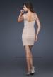 Picture of: Sexy Short Cocktail Dress with Jeweled Shoulder Straps in Nude, Style: 17021, Back Picture