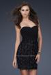 Picture of: Little Black Dress with Gathered Bust and Flower Details in Black, Style: 17033, Main Picture