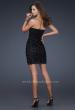 Picture of: Little Black Dress with Gathered Bust and Flower Details in Black, Style: 17033, Back Picture