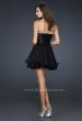 Picture of: Short Satin and Chiffon Dress with Rhinestone Top in Black, Style: 17054, Back Picture