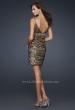Picture of: Brown and Black Striped Shirt Dress with V Neck and Back in Gold, Style: 17068, Back Picture