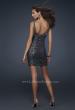 Picture of: Short Empire Dress with V Back and Stones and Sequins in SIlver, Style: 17105, Back Picture