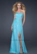 Picture of: Sexy Strapless Chiffon Gown with Beading and Leg Slit in Aqua, Style: 17112, Main Picture