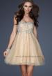 Picture of: Playful Cocktail Dress with All Over Beadwork in Nude, Style: 17123, Main Picture