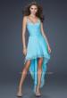 Picture of: Chiffon High Low Prom Dress with Beading and Pleats in Blue, Style: 17141, Detail Picture 1