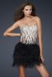 Picture of: Short Feather Cocktail Dress with Sequined Bodice in in Nude, Style: 17151, Main Picture