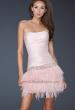 Picture of: Strapless Short Dress with Satin Top and Feather Skirt Pink, Style: 17152, Detail Picture 2