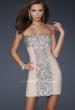 Picture of: Strapless Net Cocktail Dress with Rhinestone Accents in Nude, Style: 17156, Main Picture