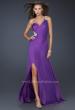 Picture of: One Shoulder Strap Prom Dress with Beaded Hip Design in Purple, Style: 17157, Main Picture