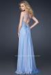 Picture of: One Shoulder Strap Prom Dress with Beaded Hip Design in Blue, Style: 17157, Back Picture