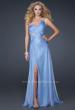 Picture of: One Shoulder Strap Prom Dress with Beaded Hip Design in Blue, Style: 17157, Detail Picture 1