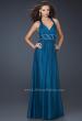 Picture of: Chiffon V Neck Style Prom Gown with Beaded Belt in Navy, Style: 17160, Main Picture