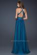 Picture of: Chiffon V Neck Style Prom Gown with Beaded Belt in Navy, Style: 17160, Back Picture