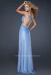 Picture of: One Shoulder Chiffon Gown with Open Back in Blue, Style: 17162, Back Picture