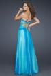 Picture of: Sweetheart Chiffon Dress with Beaded Straps and Train in Blue, Style: 17167, Back Picture