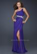 Picture of: Beaded Detail Long Prom Dress with Slit and Open Back in Purple, Style: 17188, Main Picture