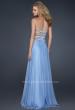 Picture of: Chiffon Prom Dress with Multiple Straps and Beading in Blue, Style: 17203, Back Picture
