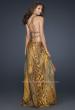 Picture of: Long Printed Prom Dress with Detailed Beaded Straps in Gold, Style: 17207, Main Picture
