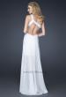 Picture of: Beaded Cocktail Dress with Chiffon Overlay and Open Back in White, Style: 17218, Back Picture