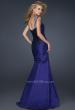 Picture of: Two Tone Taffeta Mermaid Gown with Pleated Detail in Blue, Style: 17235, Back Picture