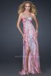 Picture of: Printed Prom Dress with Pleated Back and V Straps in Multi, Style: 17241, Main Picture