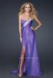 Picture of: Front Slit Long Prom Dress with Pleated Bust and Beads in Purple, Style: 17312, Main Picture
