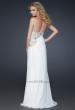 Picture of: Strapless Chiffon Prom Gown with Gathering and Beads in White, Style: 17424, Back Picture