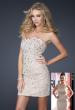 Picture of: Short Sequined Strapless Dress with Detailed Beading in Nude, Style: 17426, Main Picture