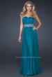 Picture of: Strapless Prom Gown with Accent Beaded Waistband in Blue, Style: 17439, Main Picture