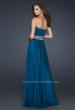 Picture of: Strapless Prom Gown with Accent Beaded Waistband in Blue, Style: 17439, Back Picture
