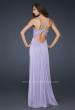 Picture of: Halter Top Prom Dress with Exposed Back and Pleating in Purple, Style: 17449, Back Picture