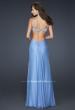 Picture of: Full Length Chiffon Gown with Beaded Bra Shaped Top in Blue, Style: 17472, Back Picture
