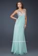 Picture of: Full Length Chiffon Gown with Beaded Bra Shaped Top in Green, Style: 17472, Detail Picture 2